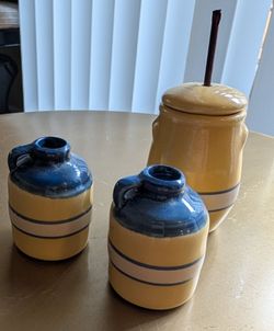 Farmhouse Style Tender Heart Treasures Miniature Stoneware Pottery Jugs and Crock