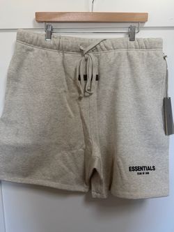 Essentials Fear of God Gray Mens Athletic Knit Shorts Size Large Drawstring Logo New