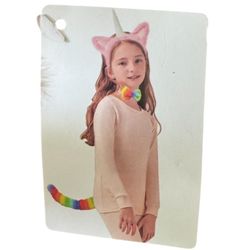 Unicorn Dress-Up 3Pc costume Set with Pink Ears and Rainbow Tail size 3+