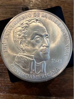 Panama 1971 20 Balboas Huge Sterling Silver Simon Bolivar Crown 3.92oz ASW