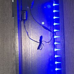 Black Floating TV Shelf with Power Outlet and Strip LED Lights