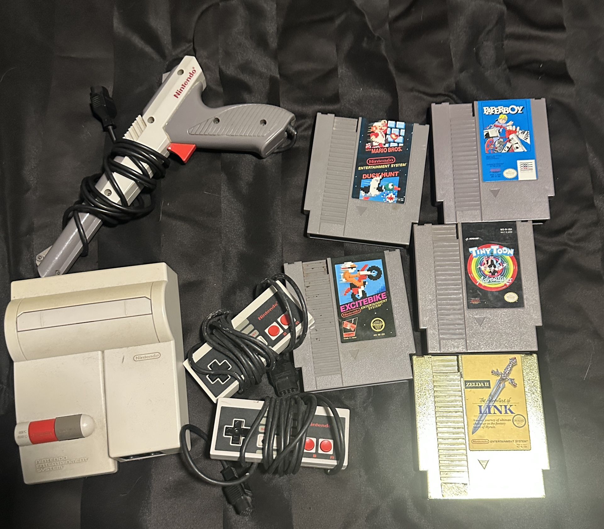 🕹️ Nintendo NES Top Loader System Bundle – Gold Zelda Games, Controllers, Zapper Gun 🎮