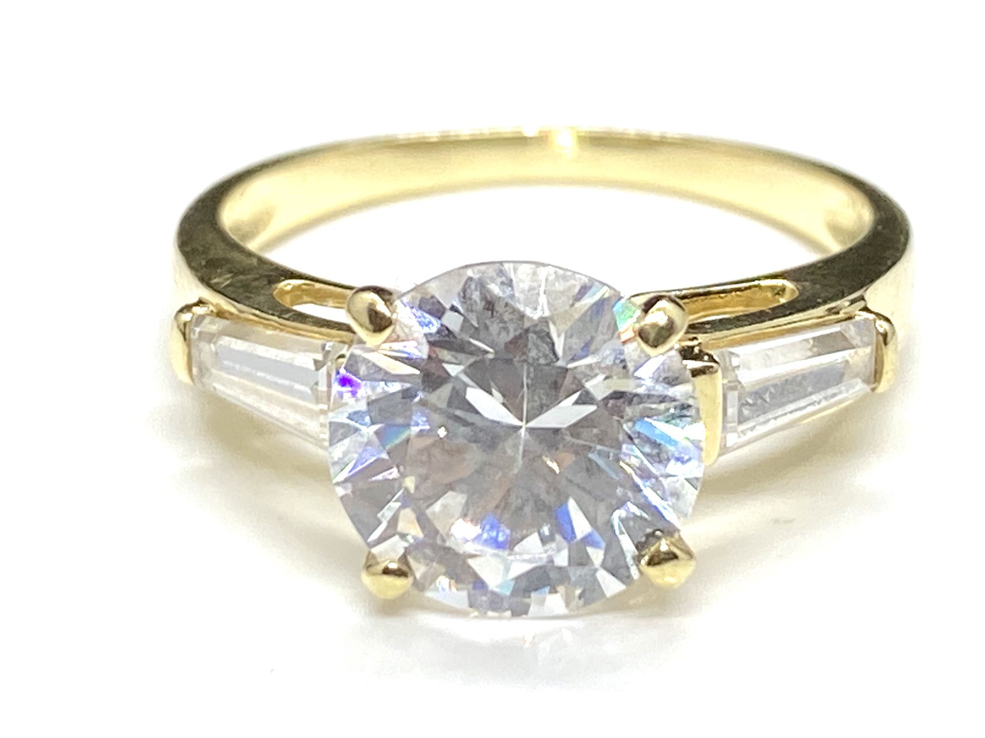 14k solid yellow gold zirconia solitaire engagement ring