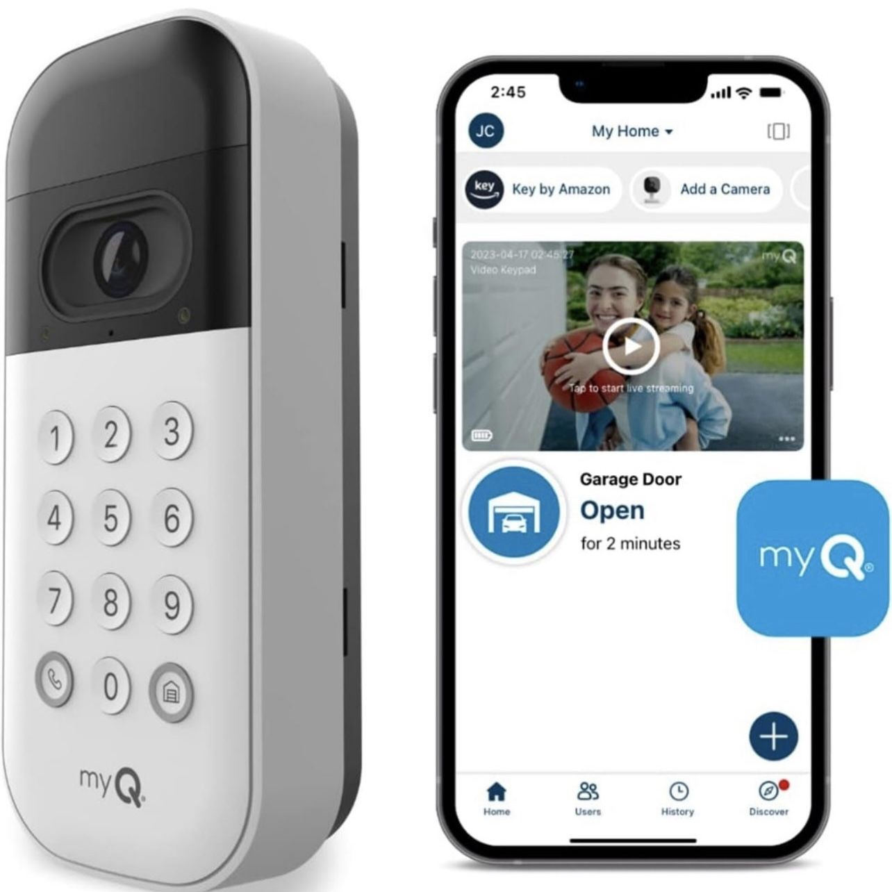 myQ Smart Garage Door Video Keypad with Wide Angle Camera