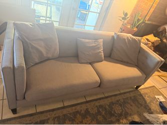 Gray mid century modern couch