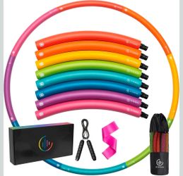 Weighted Fitness Hoop for Adults, 2.8 lb, Large Adjustable Size for Core Workouts and Weight Loss Support, 8 Detachable Sections
