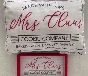 MRS CLAUS BUNDLE OF PILLOW AND WOOD TABLE FRAME