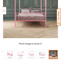 WHITE Full Size Princess Canopy Bed Frame