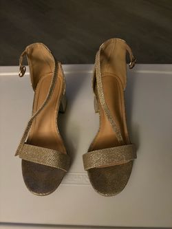 Gold Glitter Block Heels