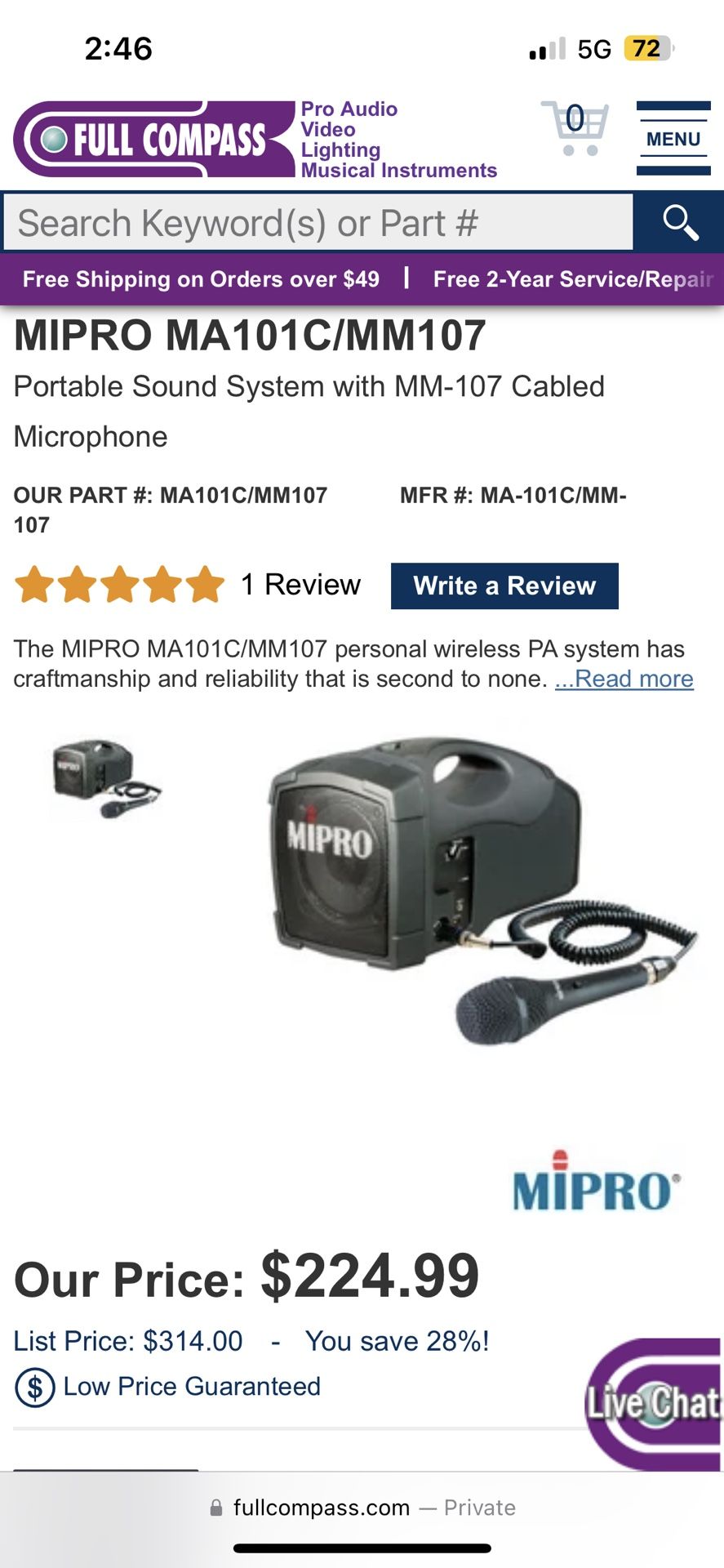 Mirpo Portable Sound System with MM 107 Cabled Microphone