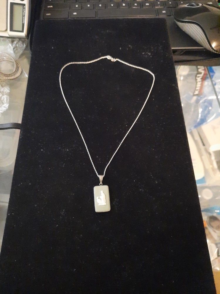 Sterling Silver Necklace with Sterling Silver Charm By Wedgwood