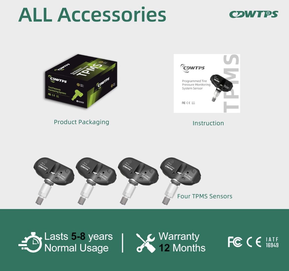 CDWTPS TPMS 4 Pack  Sensors Honda Acura  315Mhz Tire Pressure Monitoring C044