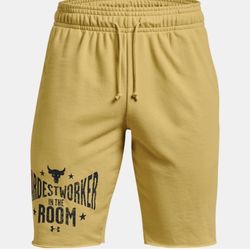 Under Armour Men's Project Rock Terry Shorts 1370459-760 Field Yellow NWT