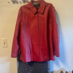 Red leather jacket