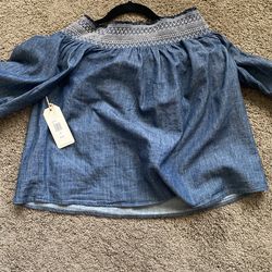 Shyanne Off The Shoulder Denim Crop Top