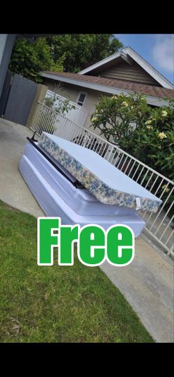 FREE MATTRESS AND BED FRAME. JUST BROUGHT OUTSIDE. 