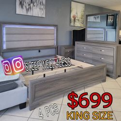 NEW BED FRAME KING  NIGHT STANDS DRESSER AND MIRROR  SAME DAY DELIVER OR PICK UP 