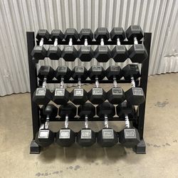 Brand New Rubber Hex Dumbbells set 5-50lb with Rack FIRM PRICE