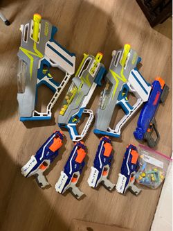 Nerf Hyper Blasters Lot - 3 High Capacity (Including Motorized) + 4 Elite Disruptors + Ammo
