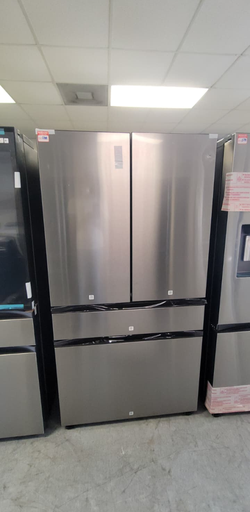 Stainless 4‑Door French Door Fridge – Flex Drawer, LED, Clean