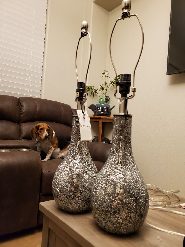 Mirrored mosaic lamp bases