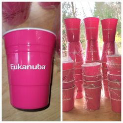 31 PINK EUKANUBA HARD PLASTIC 16OZ  DISHWASHER SAFE CUPS