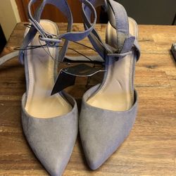 Women’s high heels, new gray and color ankle strap size 5 1/2