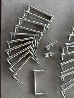 Brushed Nickel Cabinet Drawer Pulls – set of 11