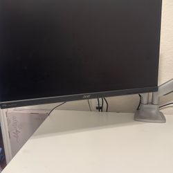 2 Monitors With Dual Monitor Stand Silver Monitor Arms for 2 Monitors