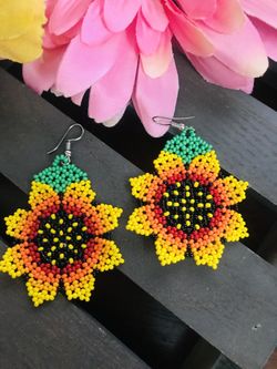 Earrings Joyeria Artesanal Mexicana, Handmade Jewelry, Huichol Art