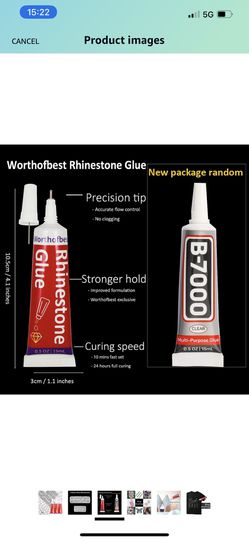 worthofbest Rhinestone Glue Clear with Rhinestones for Crafts, Flat Back  Crystal Gems Bling Bedazzler kit with Rhinestones Glue, Rinestones