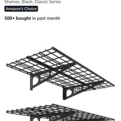 2-Pack 2x4ft 24-inch-by-48-inch Wall Shelf Garage Storage Rack Wall Mounted Floating Shelves, Black, Classic Series