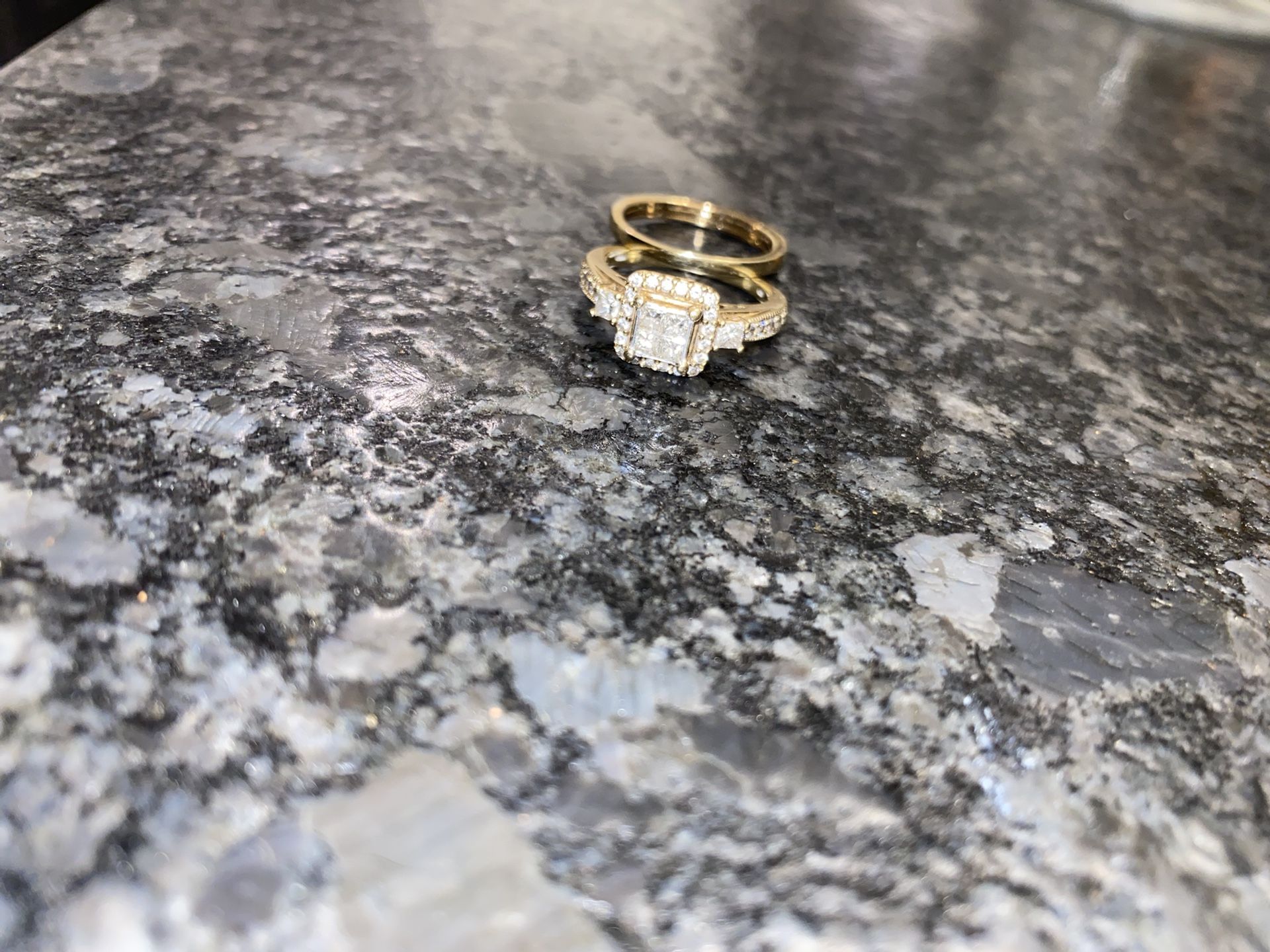1/2 CT Diamond 14 KT Gold Engagement & Wedding Band