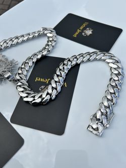 20mm Silver White Gold Plated Cuban Link Chain 