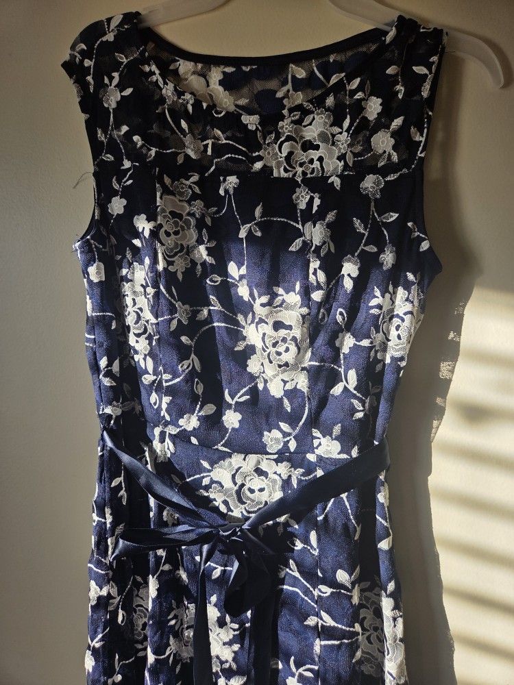 Navy Blue Flower Dress