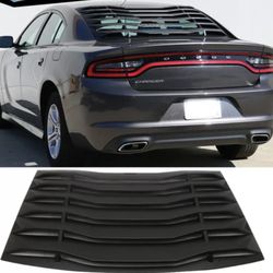 Fits 11-22 Dodge Charger Ikon Style Rear Window Louver Cover Unpainted Black ABS