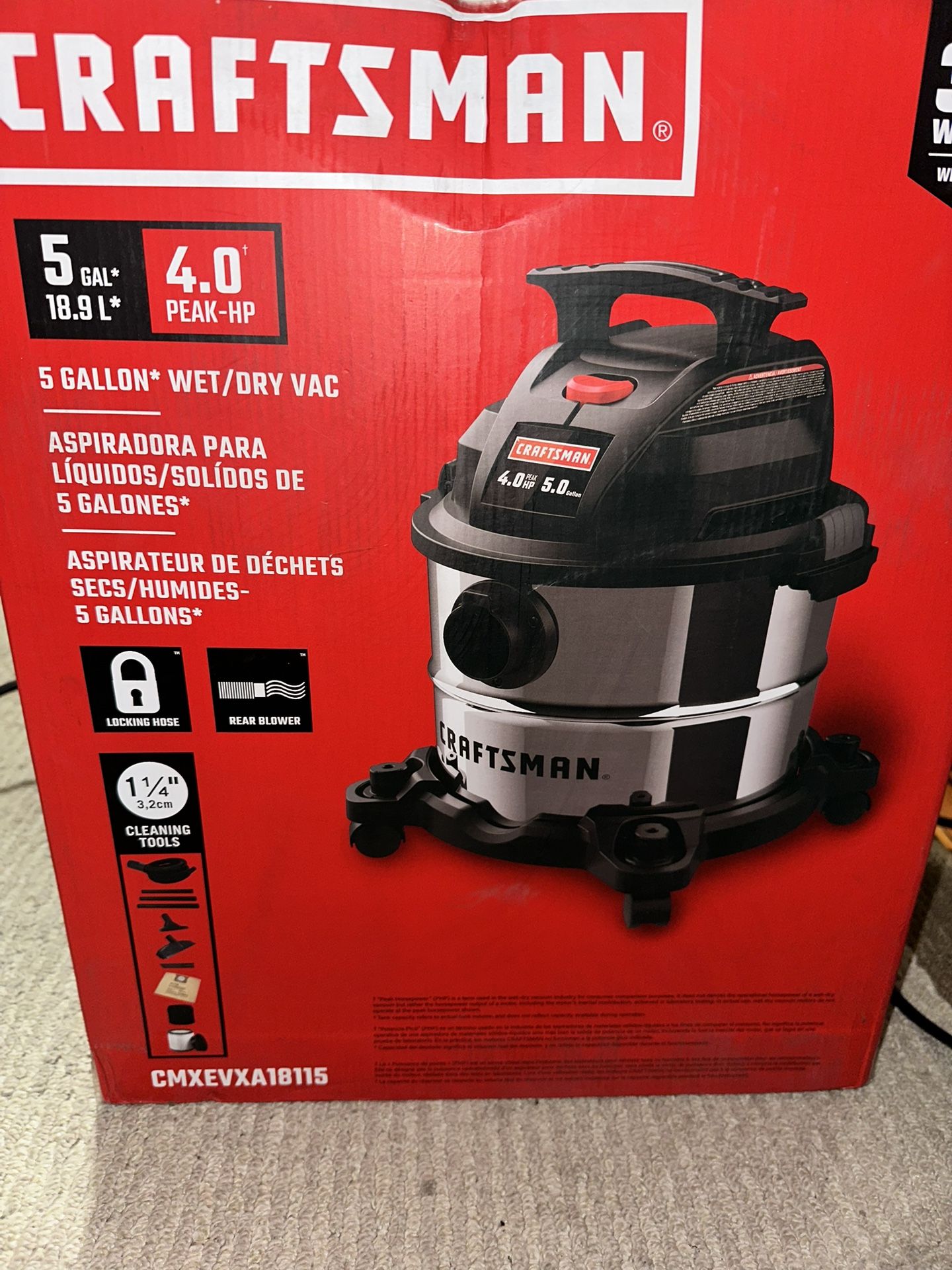 Craftsman CMXEVXA18115 Wet Dry Vac 5gl 4hp