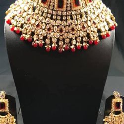 Heavy choker Necklace Set. Comes With Matching Earrings And Head Piece. Brand New Bridal, Bollywood,Party.