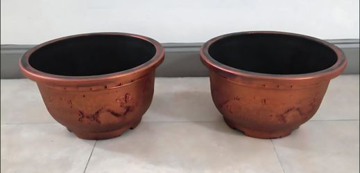 PAIR of 15" (Diameter) Copper Resin Planters (2 for $30) @ Lasting Creations