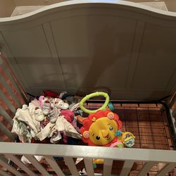 Crib, Toy And Clothes For Baby 