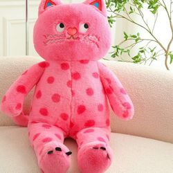 Cuddly Grouchy  Cat Polka Dot Soft Huggable Plush (Pink,23 inch) New