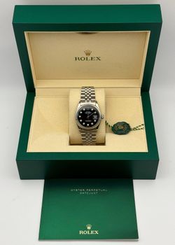 1978 Rolex Datejust 1601 36mm stainless steel jubilee bracelet natural diamond black dial white gold fluted bezel watch box appraisal
