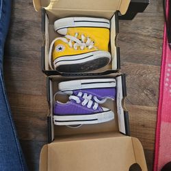 Yellow And Purple Converse Size 2