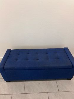 Blue Upholstered Storage Bench