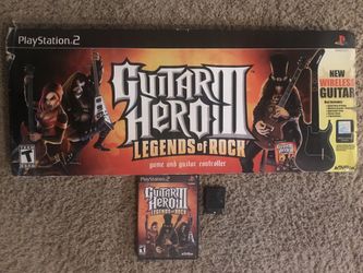 PlayStation 2 PS2 Guitar Hero 3 Legends of Rock Game+Wireless Guitar Controller+Dongle (post Nintendo era)