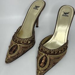 3” Heels (Sheikh)- Cocoa With Jewels