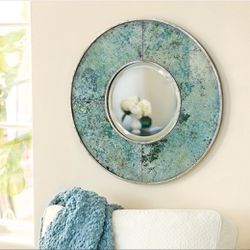 Ballard Designs Round Mirror Home Decor Abstract Art Mirrored Glass 