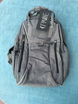 FNIiE Gray Backpack with Multiple Zipper Pockets