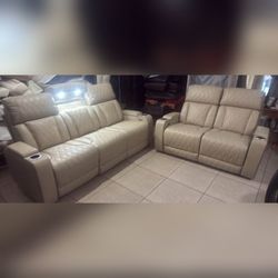 2PC power recliner sofa and loveseat Beige color