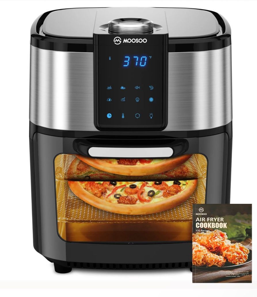 MOOSOO Air Fryer, 8-in-1 Electric Hot Air Fryer Oven Oilless Cooker with Digital Touchscreen